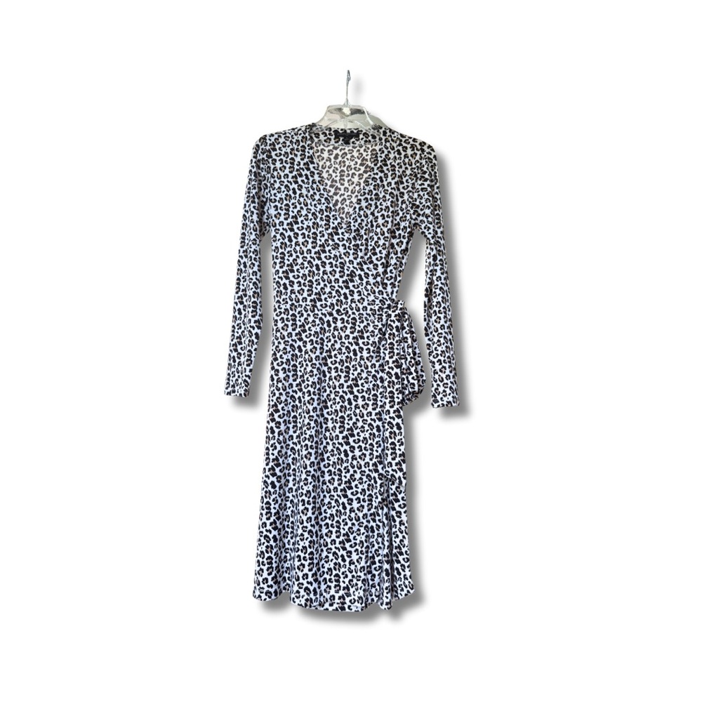 Banana Republic Black and Tan‎ Long Sleeve V-Neck Wrap Dress
